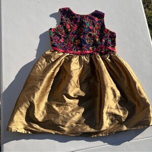 Elegant Gold and Multicolor Kids Formal Dress